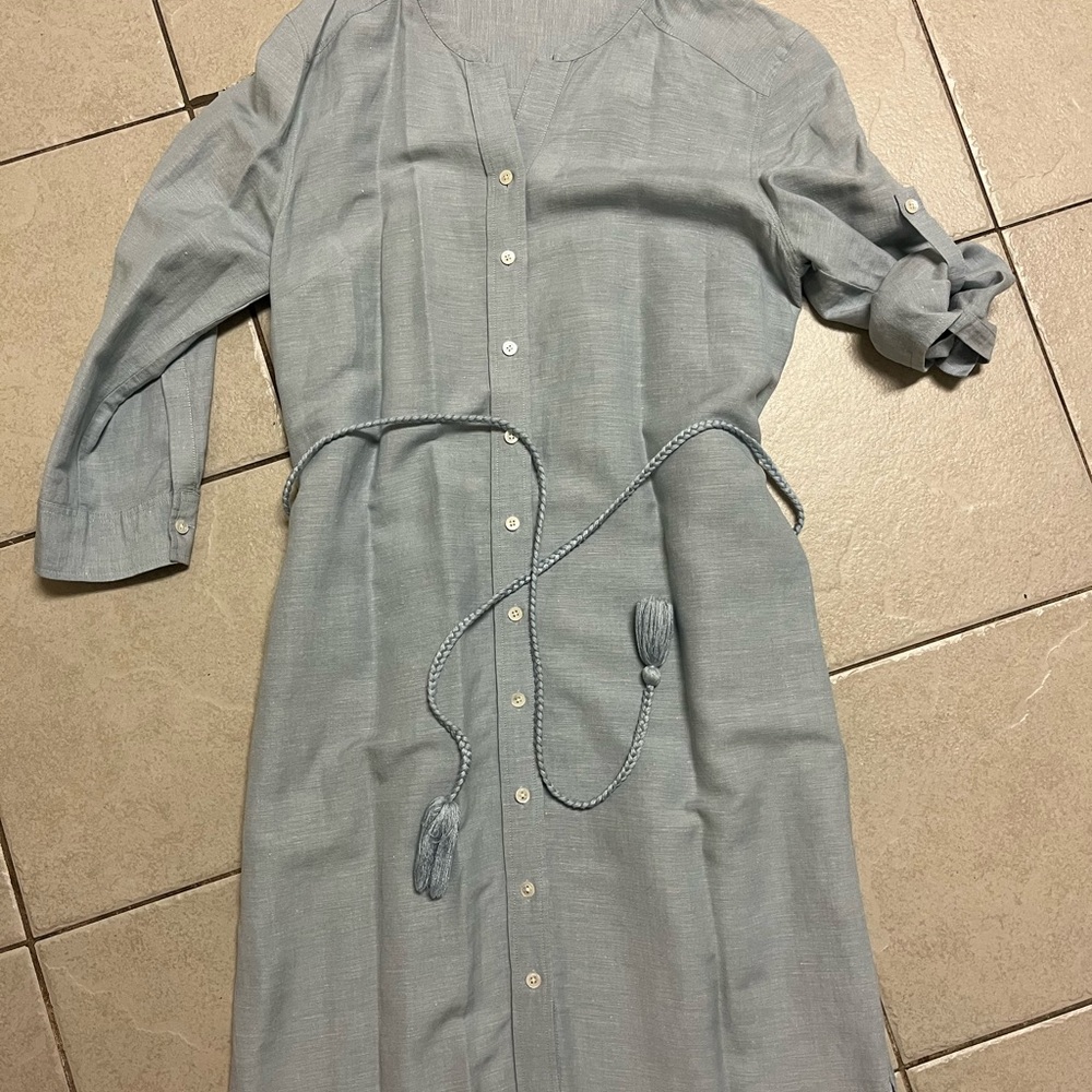 LOFT Light Blue Button-Down Dress